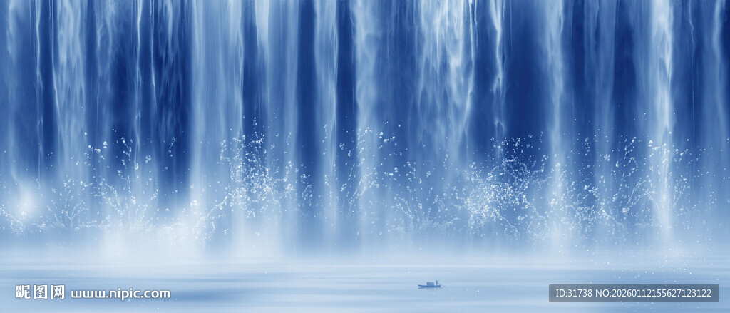 高山流水瀑布背景图