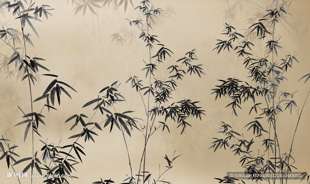 新中式水墨竹子画