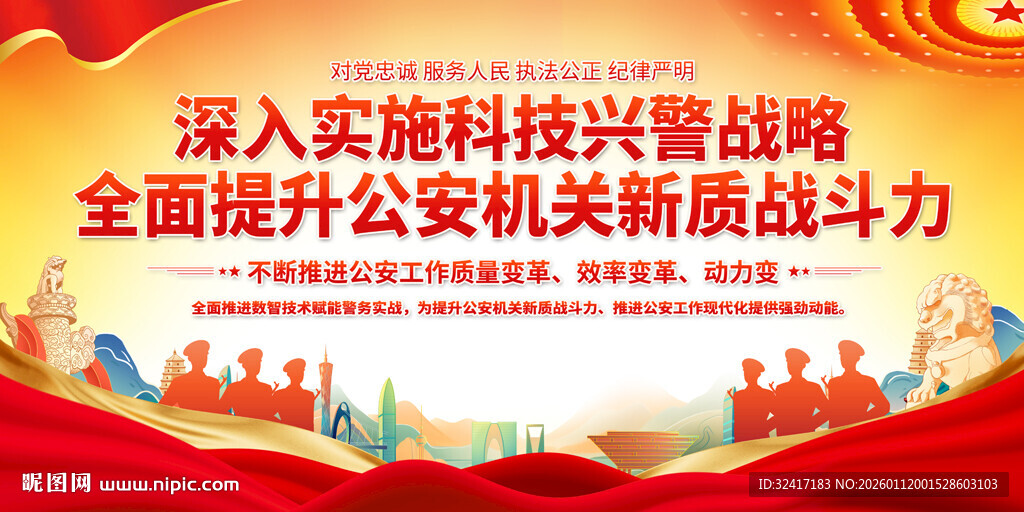 科技兴警标语展板