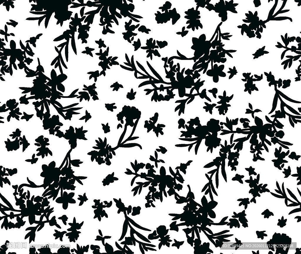 黑白花卉图案纹理