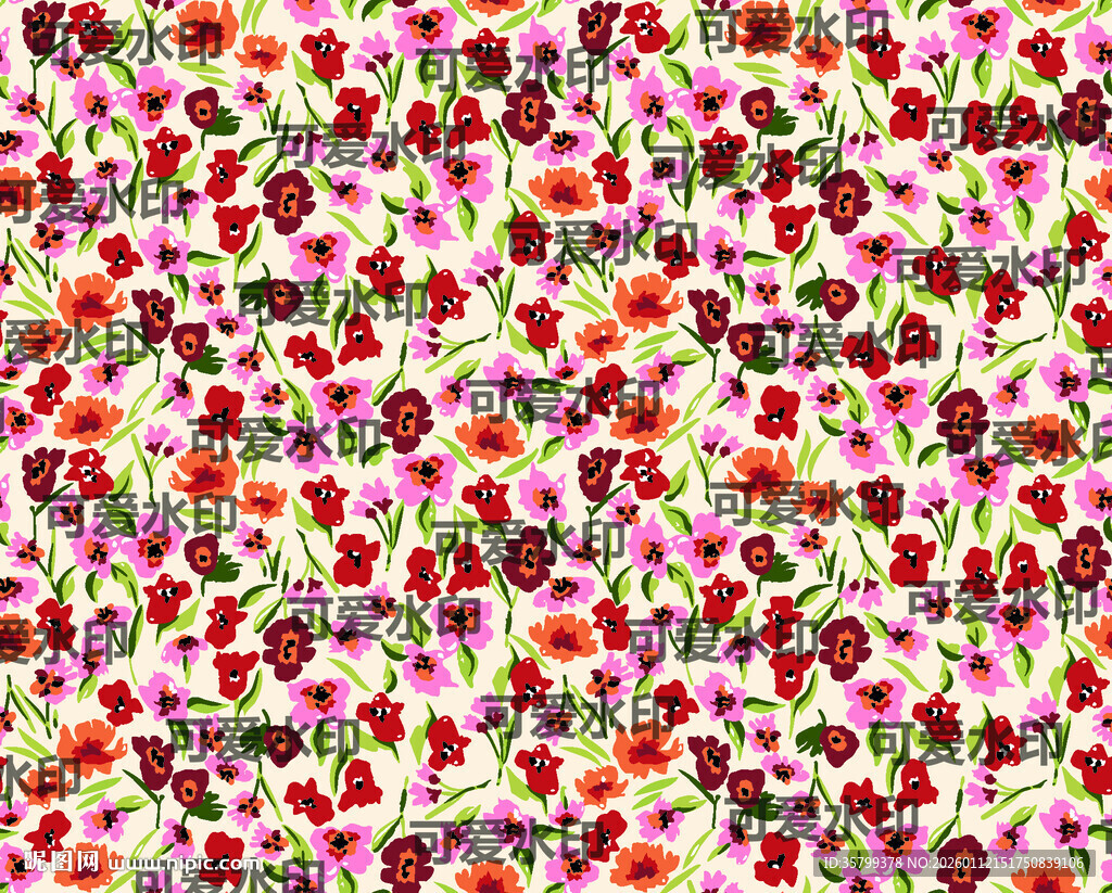 多彩花卉图案纹理背景