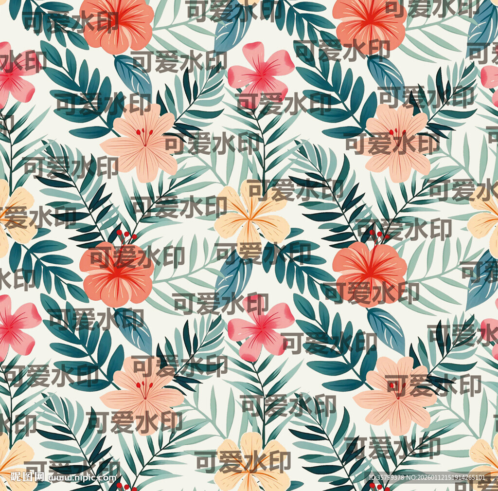 热带花卉植物图案背景