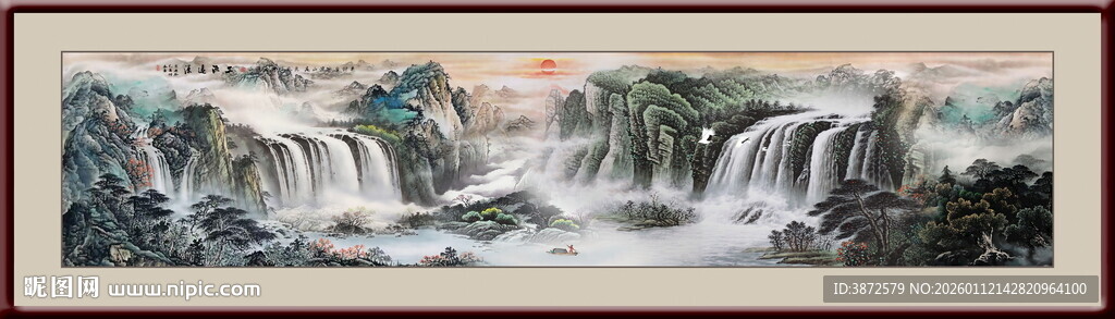 旭日东升国画山水画