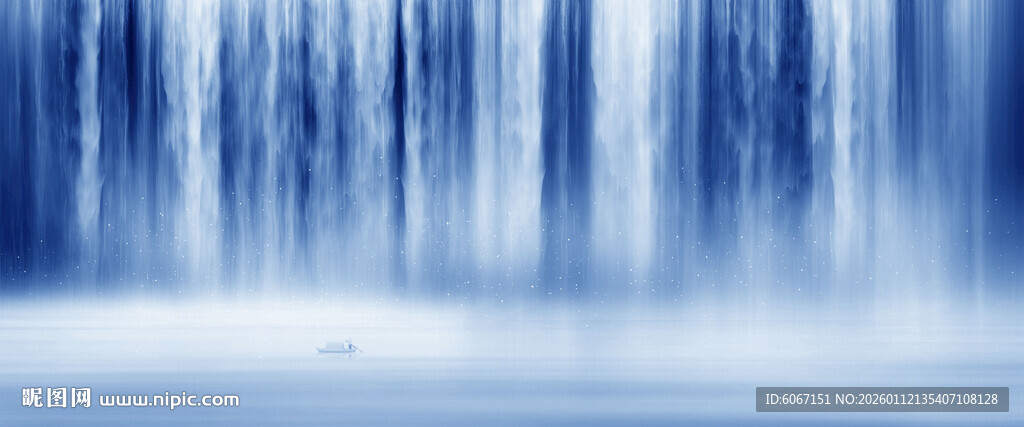 流水生财瀑布山水背景图