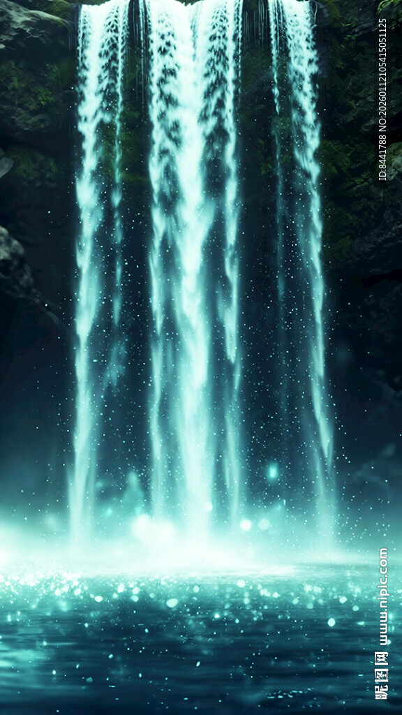 梦幻蓝调瀑布景观