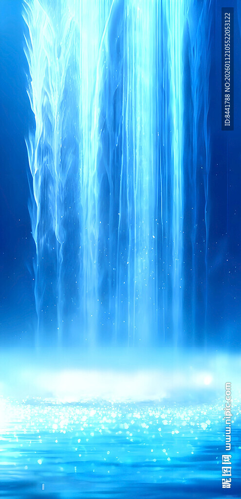 梦幻蓝色瀑布景观