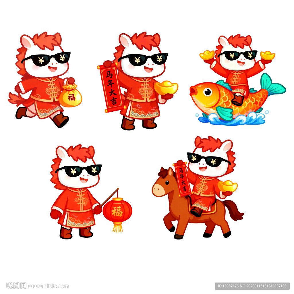 2026马年春节卡通马