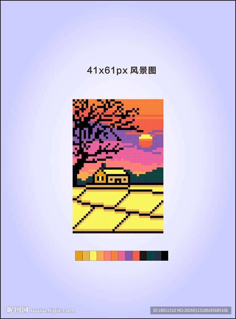 抽象艺术风格的田园画像素十字绣