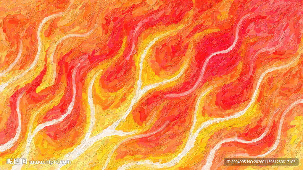 抽象红黄水彩装饰画