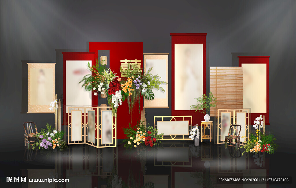 红色系婚礼舞台布置