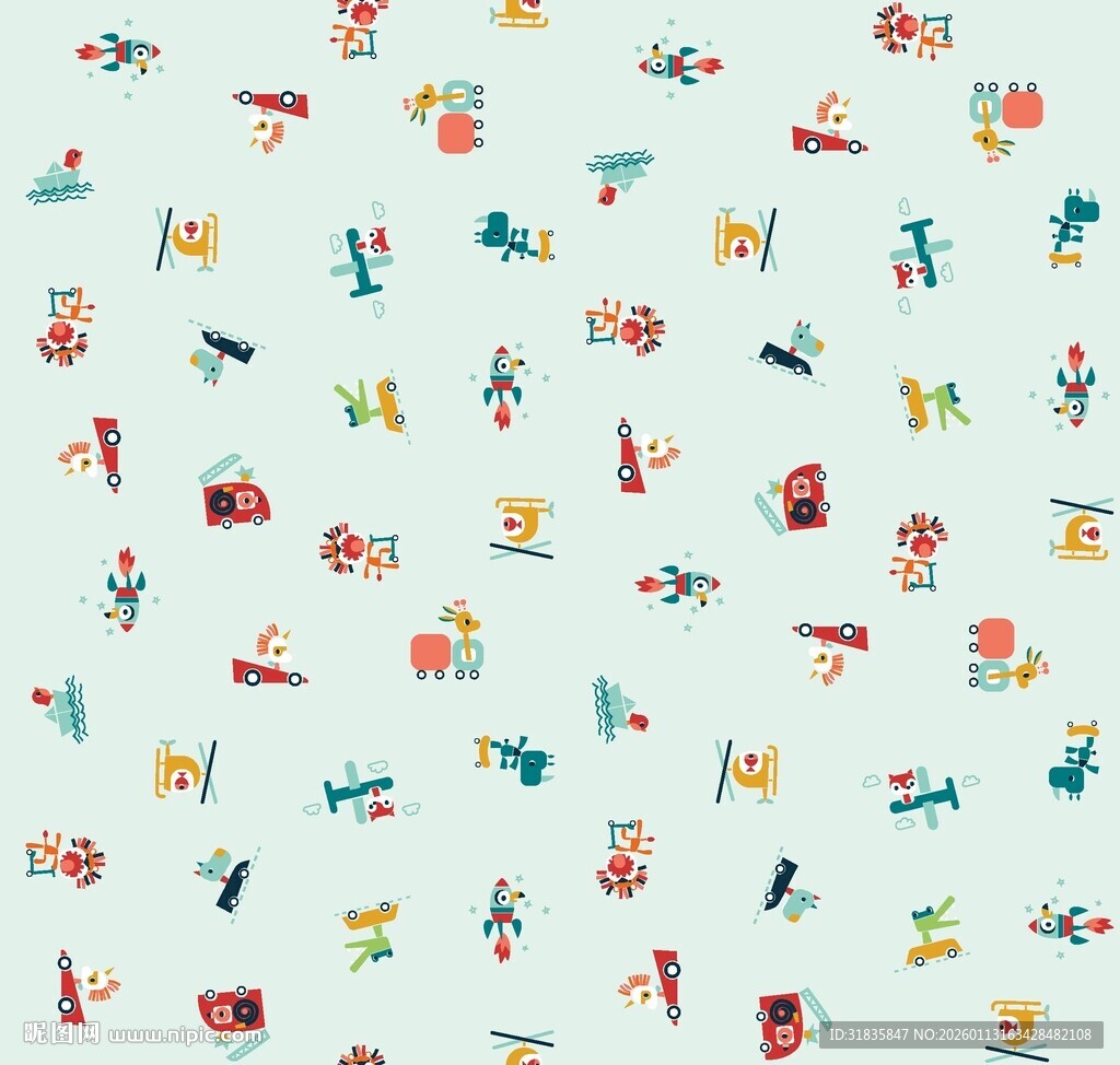 多彩卡通图案无缝背景