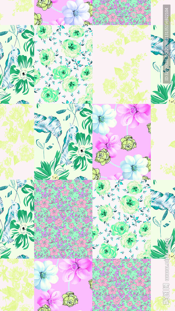 花卉拼接图案背景