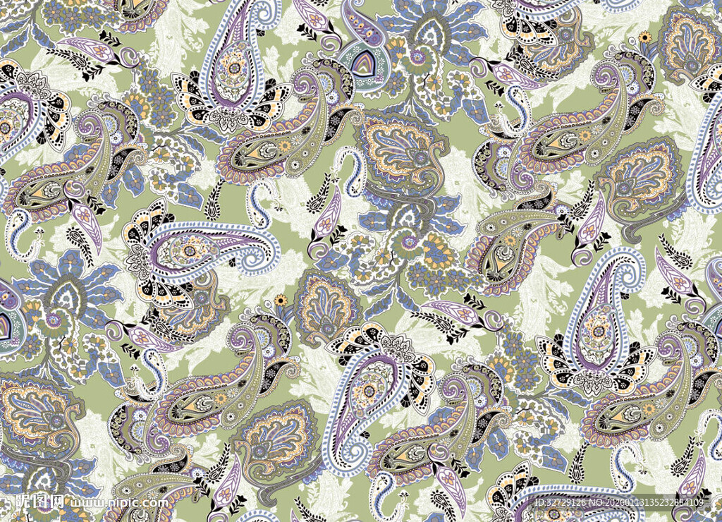 复古佩斯利花纹图案