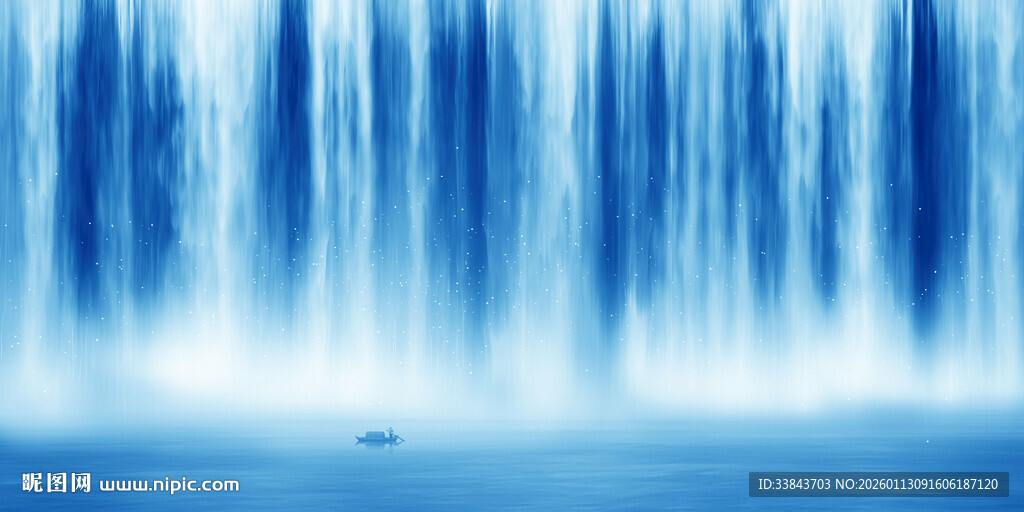 高山流水瀑布山水图