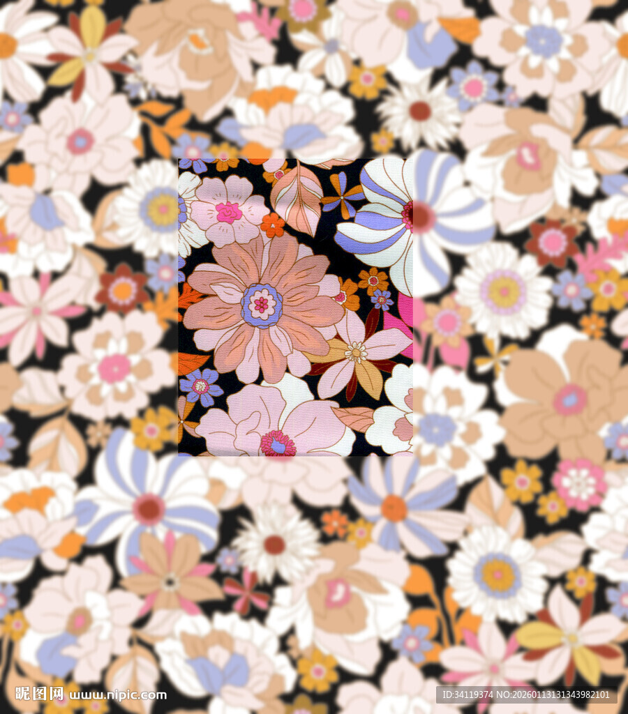 多彩花卉图案纹理背景
