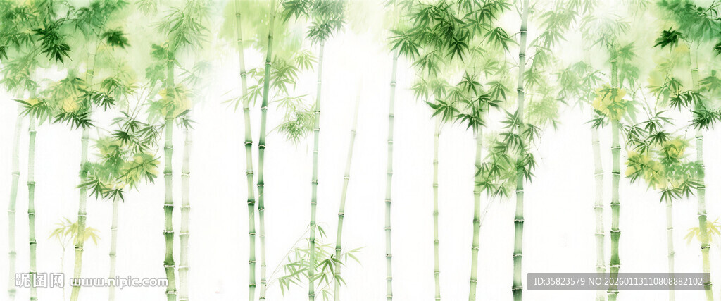 新中式灯箱水墨竹子