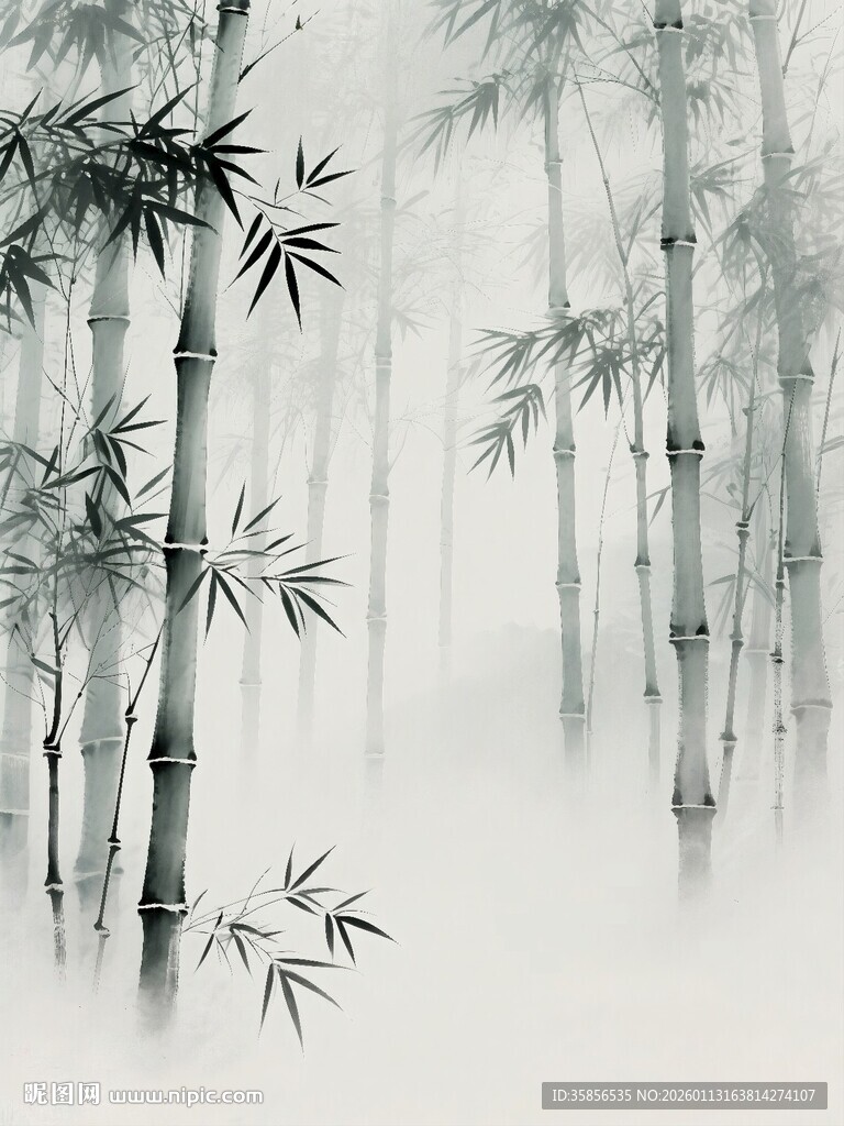 水墨竹林意境图