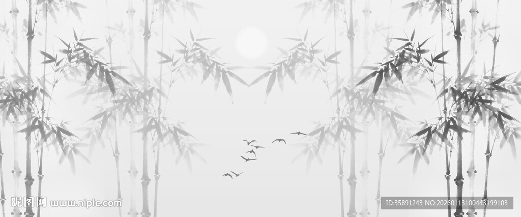 新中式水墨竹子 竹影