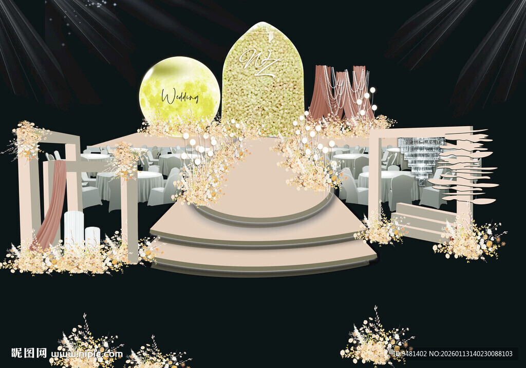 梦幻婚礼舞台设计效果图
