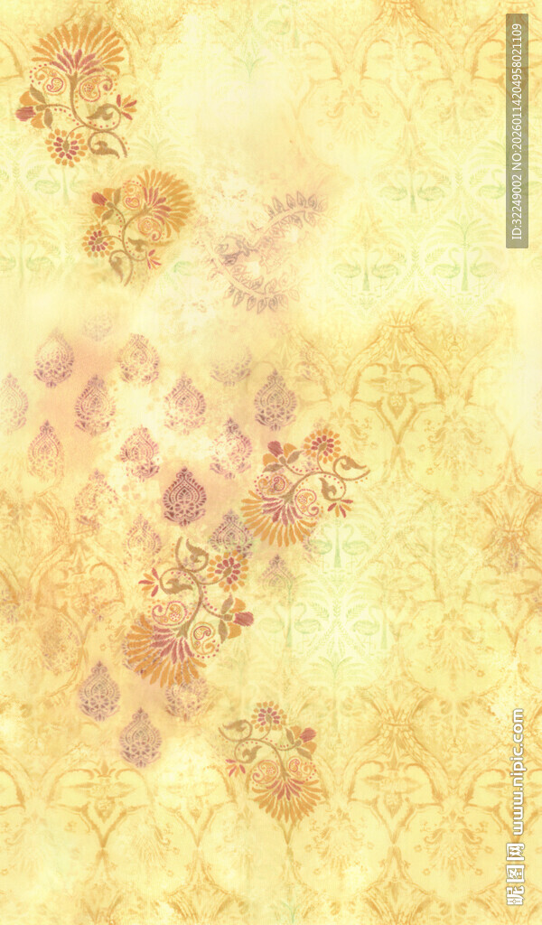 梦幻暖黄色花卉背景图