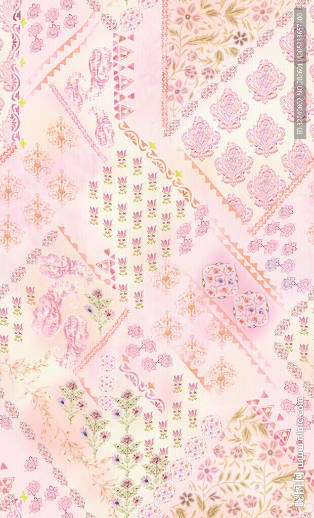 粉色系几何图案拼接纹理