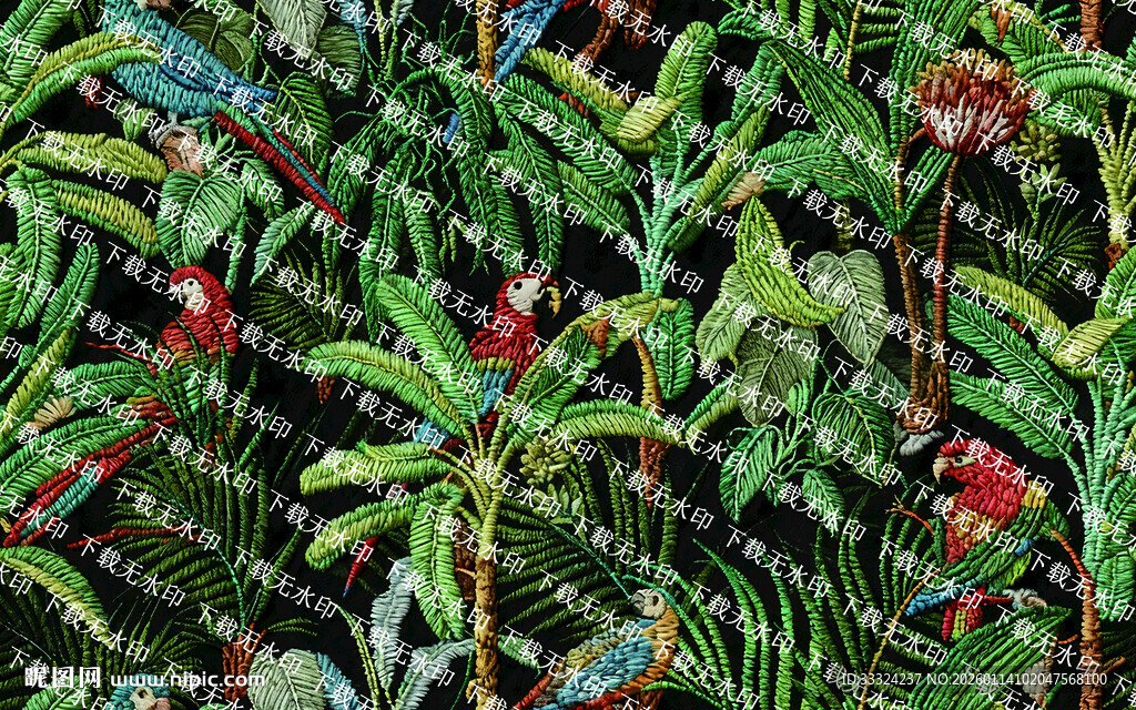 茂密丛林中的红果绿植