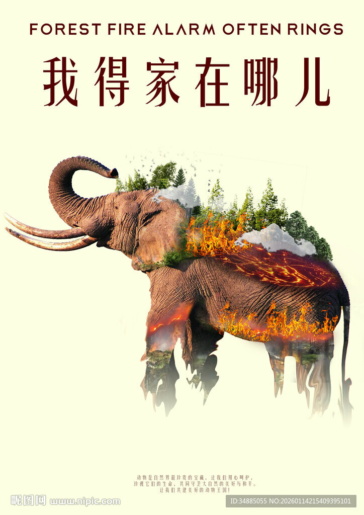 保护自然生态动物环境创意海报