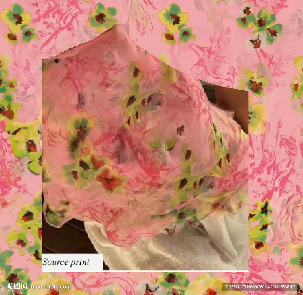 粉色花卉图案布料纹理
