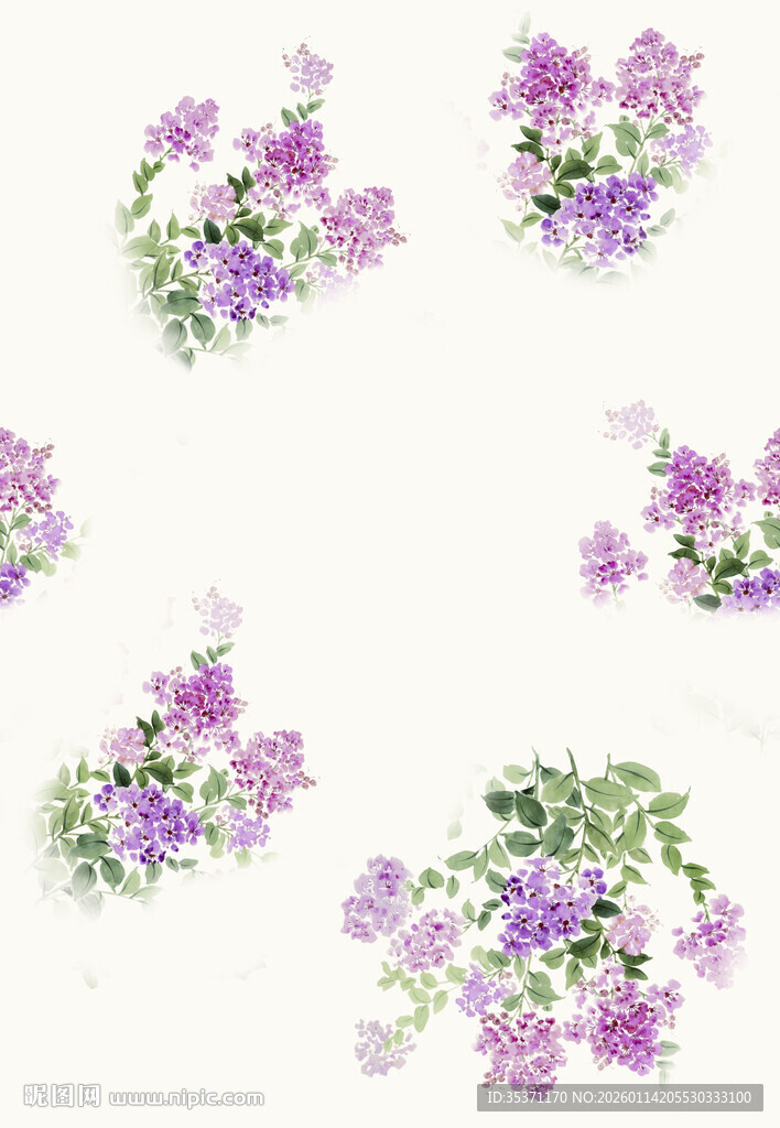 紫色花卉图案设计素材