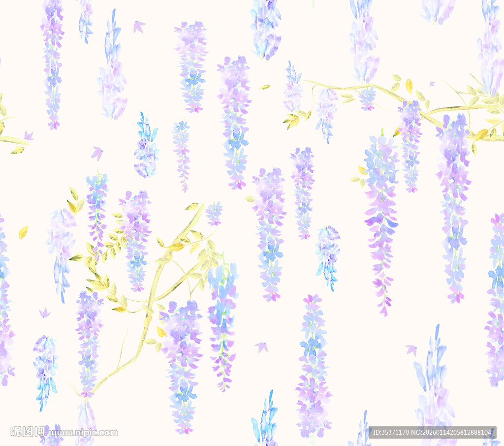 梦幻紫藤花卉图案背景