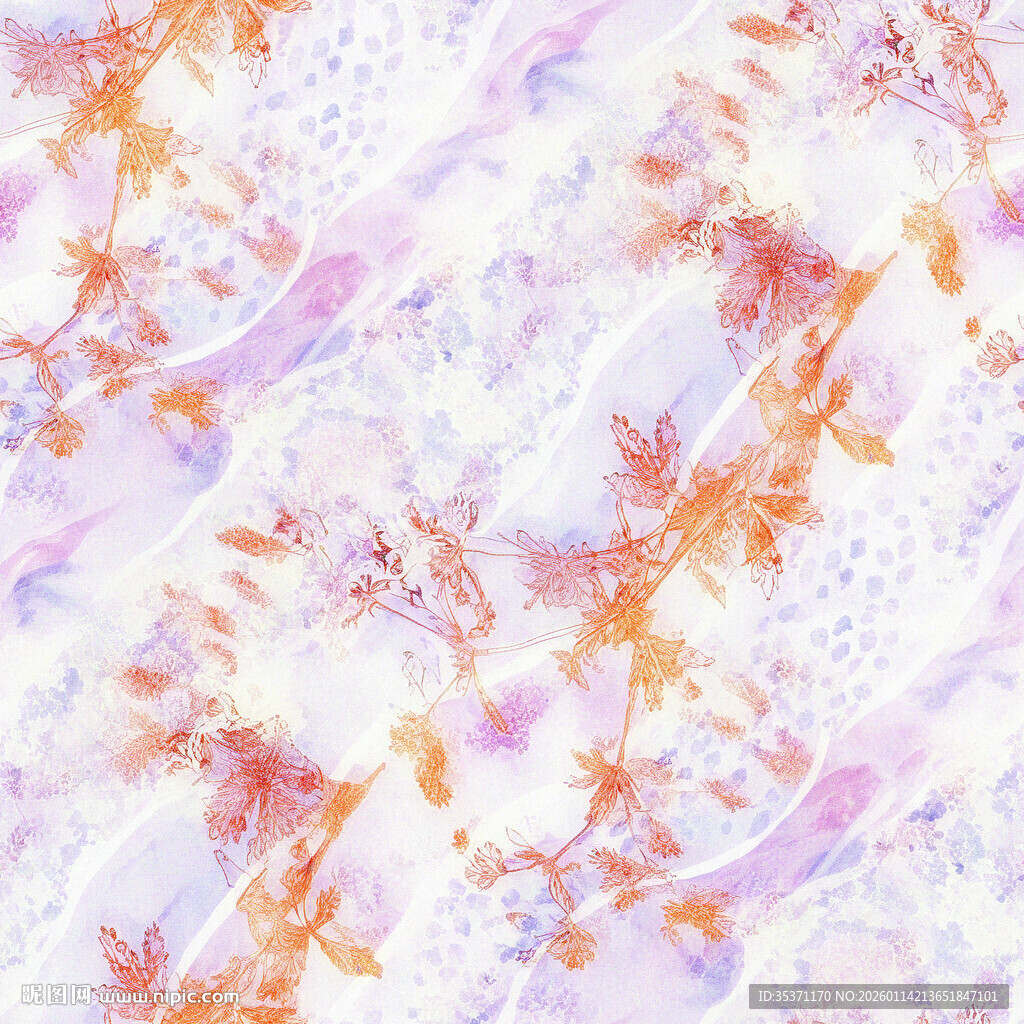 梦幻水彩花卉图案纹理