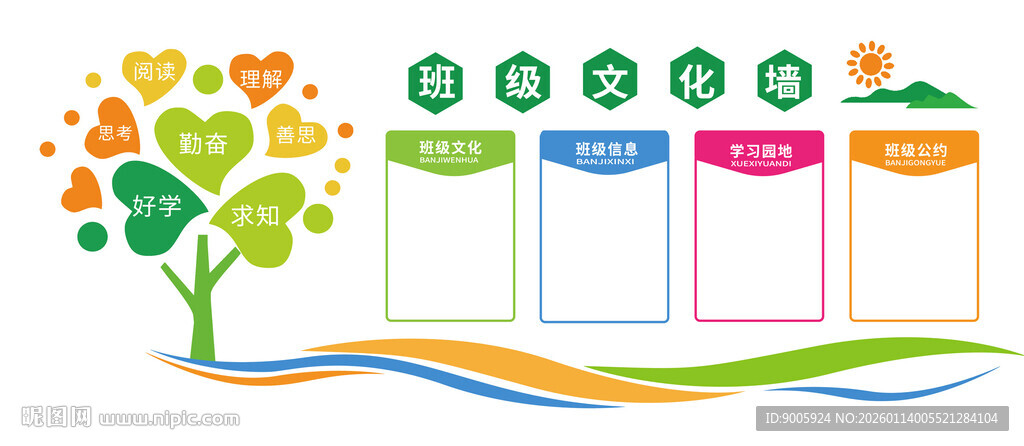 爱心树形空白信息展示板