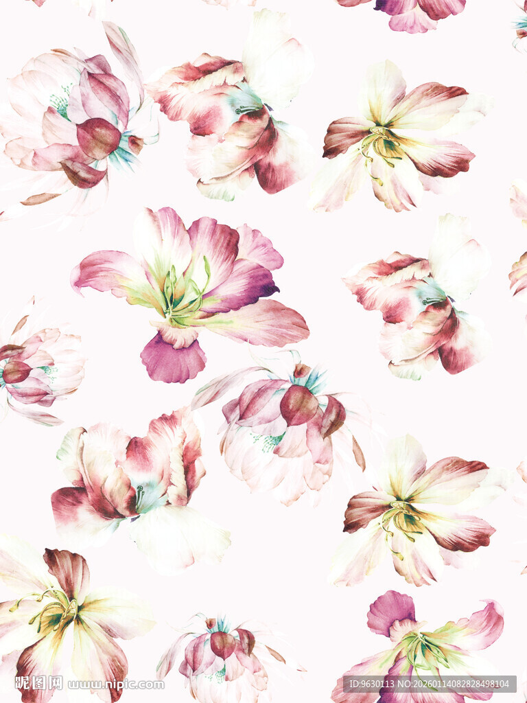 水彩风粉色花卉图案背景