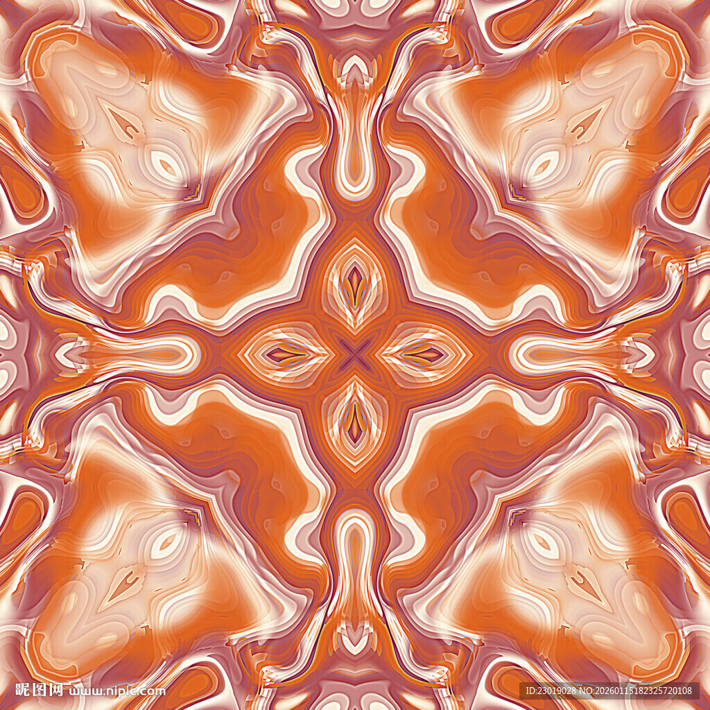 橙色几何抽象花纹图案