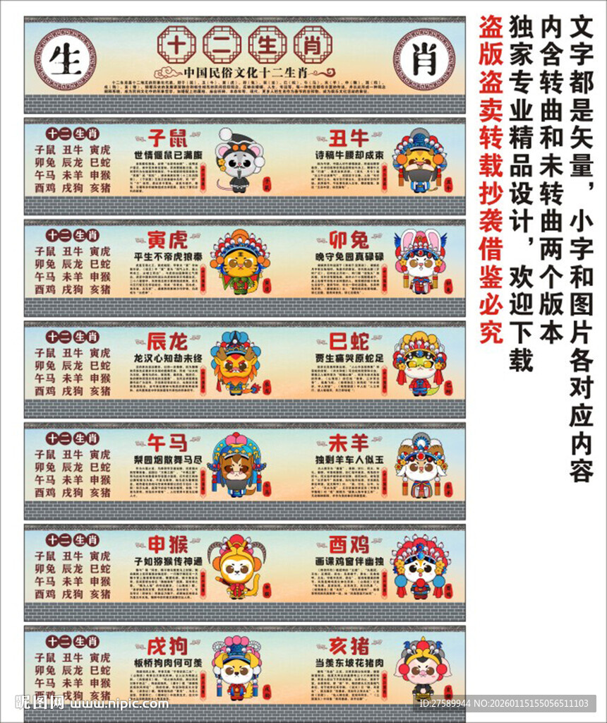 十二生肖海报展板挂画宣传文化墙