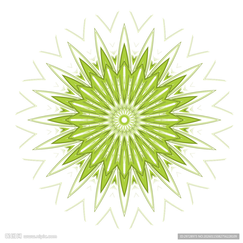 绿色放射状几何花纹图案
