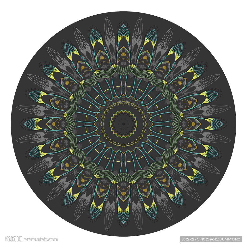 圆形轻奢花纹图案