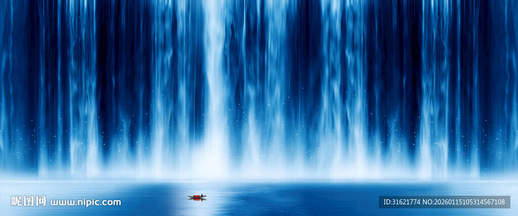 高山流水瀑布山水图