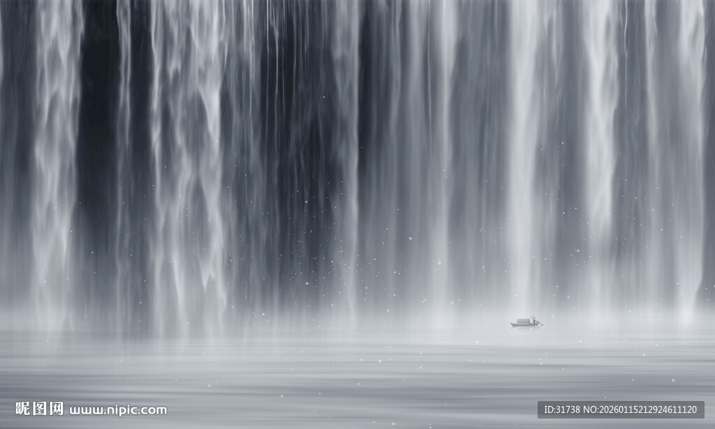 水墨瀑布山水幕墙