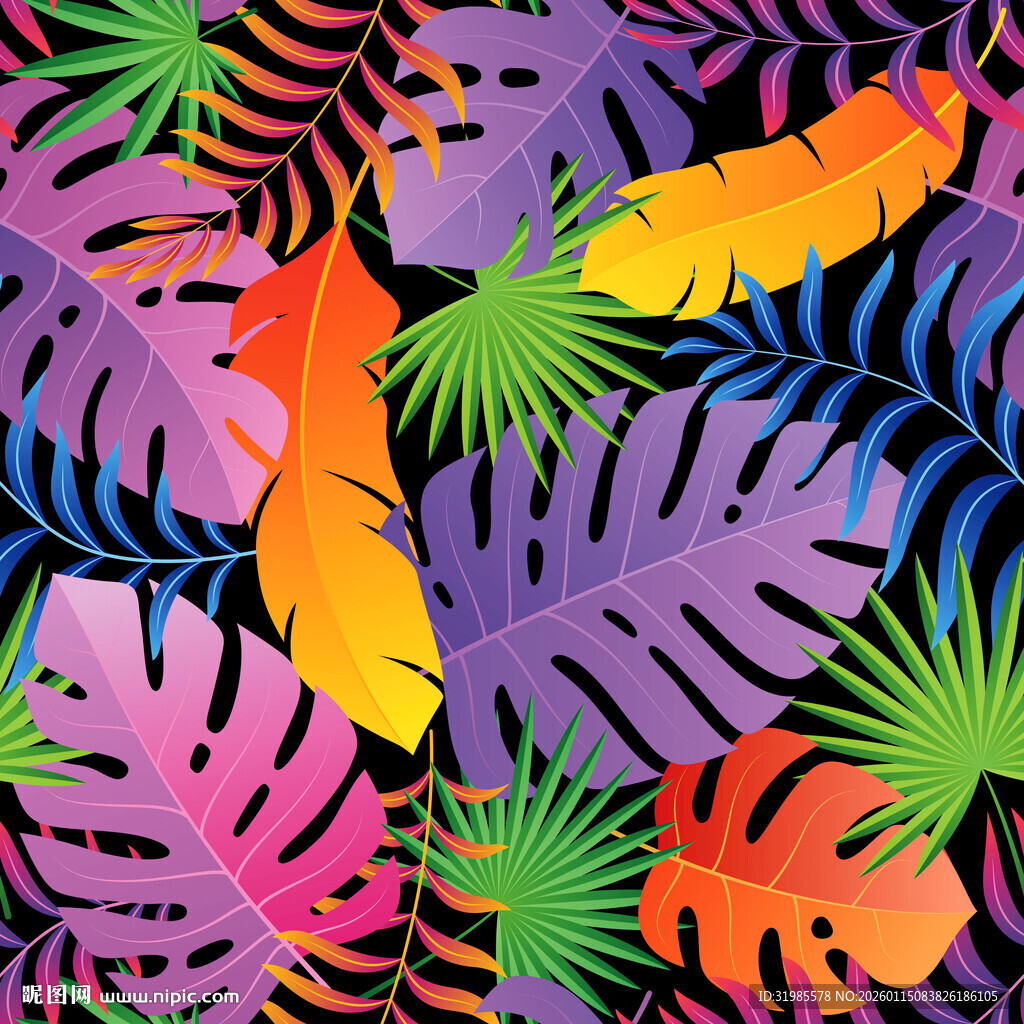热带植物叶片图案