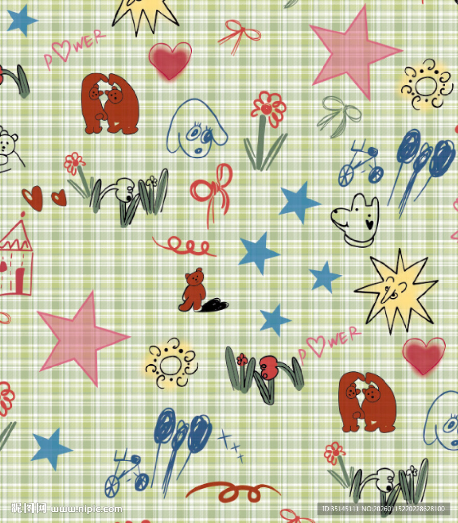 可爱卡通格子  可改色