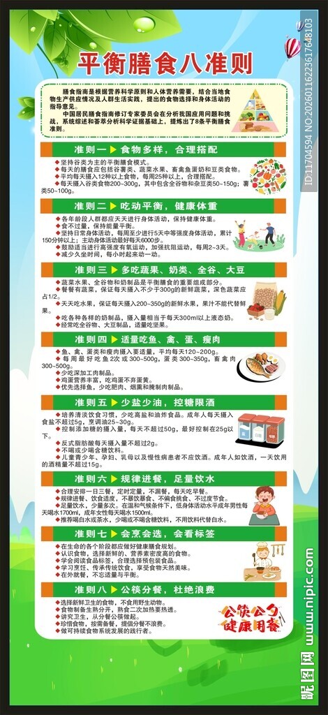 平衡膳食八准则展架