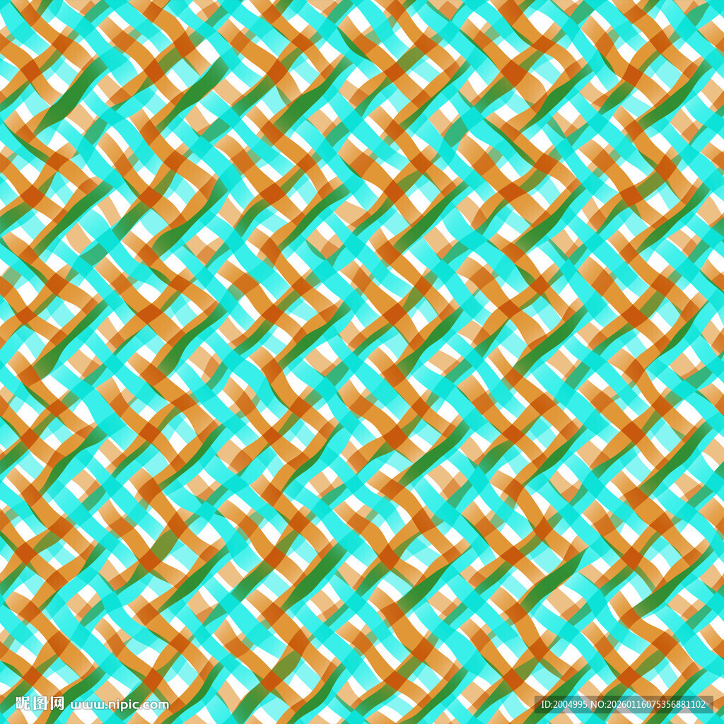 蓝橙交织几何编织图案