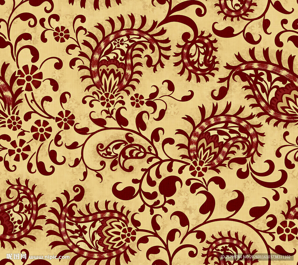 复古花卉图案背景纹理