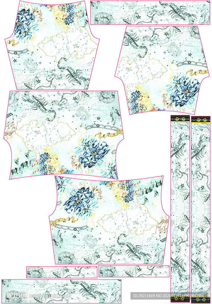 花卉图案服装裁片设计图