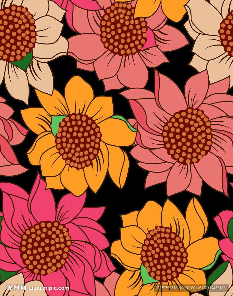 多彩花卉图案背景设计