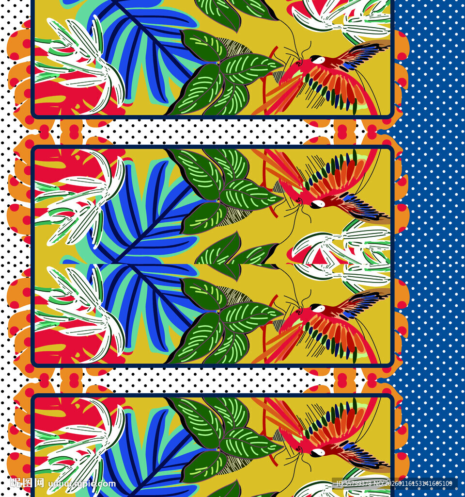 多彩热带风几何图案面料