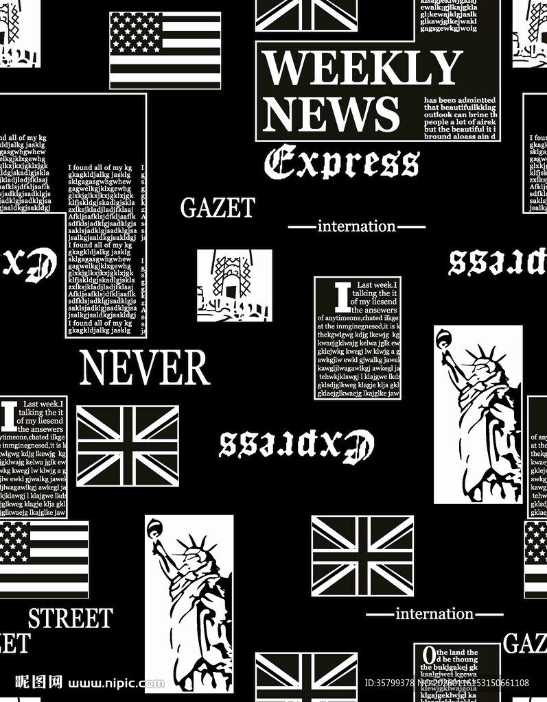 复古风新闻主题图案设计