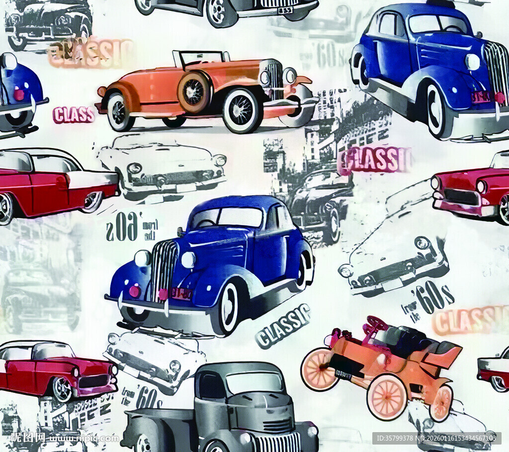 复古汽车图案设计素材