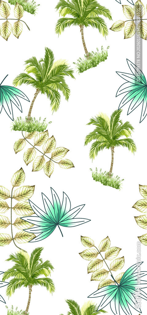 热带植物图案背景